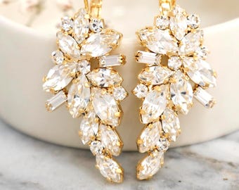 Bridal Crystal Drop Earrings, Bridal Cluster Lerver Back Earrings, Bridesmaids Earrings, Gift For Her, Classic Wedding Earrings