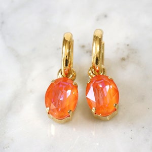 Orange Drop Earrings, Orange Crystal Earrings, Burnt Orange Stud Earrings, Bridal Crystal Earrings, Gift for her, Orange Drop Earrings