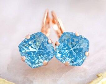 Aquamarine Earrings, Blue Topaz Drop Earrings, BRIDAL BLUE Drop Earrings, Bridesmaids Earrings, Aquamarine Crystal Bridal Drop Earrings