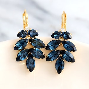 Blue Navy Bridal Earrings, Navy Blue Drop Earrings, Blue Earrings, Sapphire Drop Earrings, Bridesmaids Earrings, Dark Blue Drop Earrings