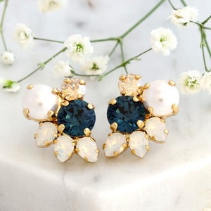 Navy stud earrings deals