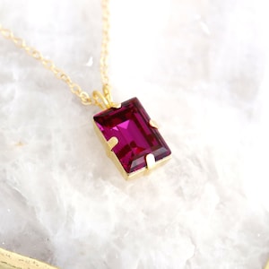 Fuchsia Crystal Necklace, Fuchsia Bridesmaids Necklace, Dark Pink Crystal Necklace, Bridal Dark Pink Necklace, Crystal Magenta Necklace