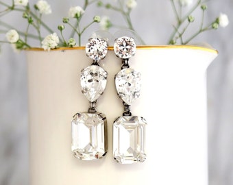 BRIDAL LONG EARRINGS, Bridal Chandelier Earrings, Crystal Long Chandelier Earrings, Bridal Earrings, Bridal Dangle Earrings, Bridal Jewelry