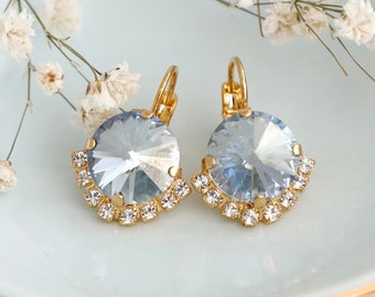 Dusty Blue Earrings, Dusty Blue Crystal Drop Earrings, Bridal Dusty Blue Earrings, Light Blue Earrings, Gift For Her, Bridesmaids Earrings