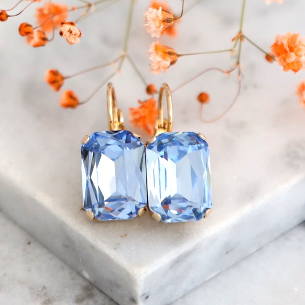 Blue Drop Earrings, Aquamarine Drop Earrings, Bridal Blue Earrings, Light Blue Crystal Earrings, Gift For Her, Bridesmaids Blue Earrings