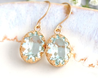 Aquamarine Drop Earrings, Bridal Aquamarine Drop Earrings, Something Blue, Light Blue Crystal Drop Earrings, Gold Filled Light Blue Earrings