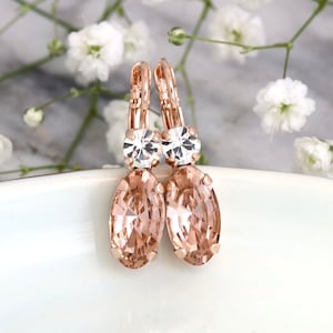Blush Drop Earrings, Bridal Blush Drop Earrings, Morganite Drop Earrings, Bridesmaids Earrings, Dusty rose Crystal Earrings, Blush Jewelry