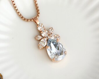 Dusty Blue Crystal Necklace, Bridal Dusty Blue Crystal Necklace, Powder Blue Crystal Necklace, Bridal Dusty Blue Necklace, Bridal Necklace