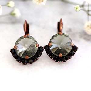 Gray Black Earrings, Black Crystal Earrings, Dark Gray Drop Earrings, Gift For Her, Gothic Bride Jewelry, Gray Black Crystal Earrings