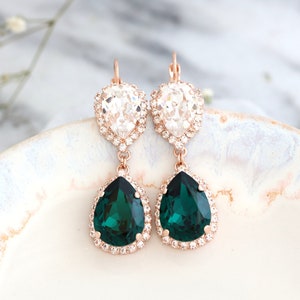 Emerald Chandelier Earrings Bridal Emerald Drop Earrings - Etsy