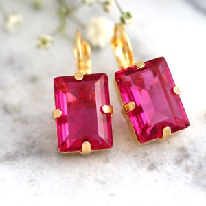 Fuchsia Pink Earrings, Christmas Gift For Her, Pink Drop Earrings, Hot Pink Earrings, Gift For Her, Bridesmaids Pink Earrings.