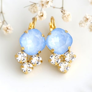Powder Blue Earrings, Powder Blue Drop Crystal Earrings, Bridal Blue Earrings, Light Blue Crystal Earrings, Sky Blue Bridal Drop Earrings image 1