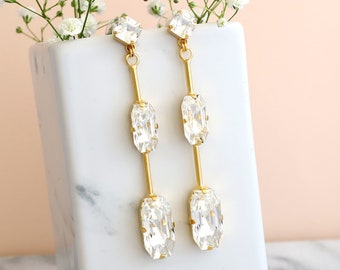 BRIDAL LONG EARRINGS, Bridal Modern Long Earrings, Bridal Crystal Chandelier Earrings, Bridal Crystal Chandelier Earrings. Drop Earrings