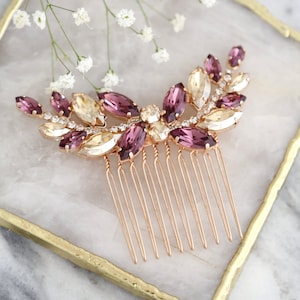 Purple Bridal Hair Comb, Purple Hair Comb, Purple Violet Crystal Hair Comb, Bridal Hair Accessories, Mulberry Purple Gold Hair Comb
