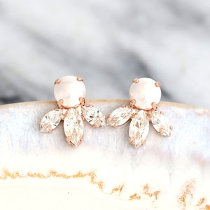 Bridal Pearl Earrings, Bridal Crystal Pearl Earrings, Bridesmaids Pearl Earrings, Bridal Crystal Pearl Earrings, Gift For Her, Pearl Jewelry image 1