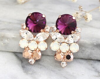 Opal Pink Amethyst Topaz Sapphire Earrings Bridesmaids Earrings Pink Crystal Chandelier Teardrop Earrings ANNIE C
