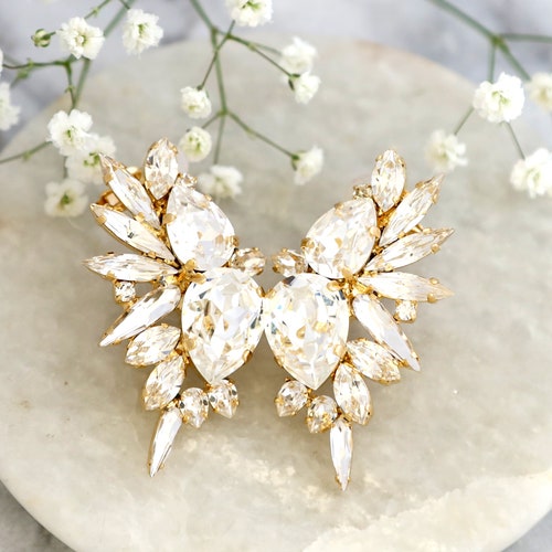 Bridal Earrings, Statement Bridal Earrings, shops Bridal Crystal Earrings, Crystal Ear Crawler Earrings, Clear Crystal Bridal Climbing Earrings