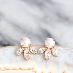 Bridal Pearl Earrings, Bridal Crystal Pearl Earrings, Bridesmaids Pearl Earrings, Bridal Crystal Pearl Earrings, Gift For Her, Pearl Jewelry image 8