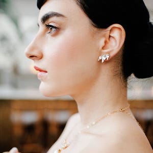 Black Earrings, Black Climber Earrings, Bridal Black Earrings, Gray Earrings, Gothic Studs, Gift For Her, Black Crystal Geometric Earrings image 2