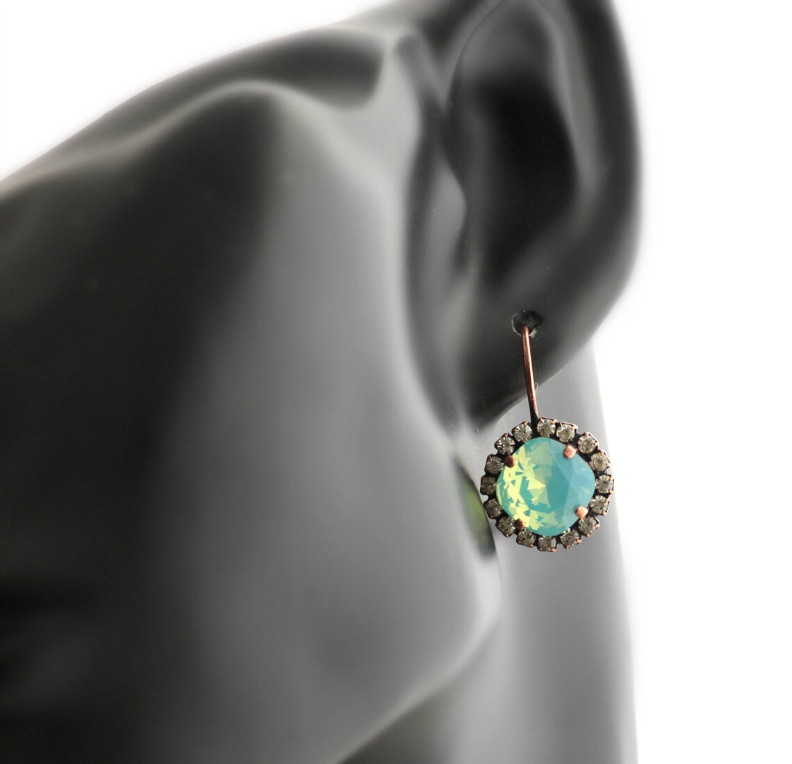 Mint Earrings Mint Drop Earrings Mint Opal Swarovski Etsy