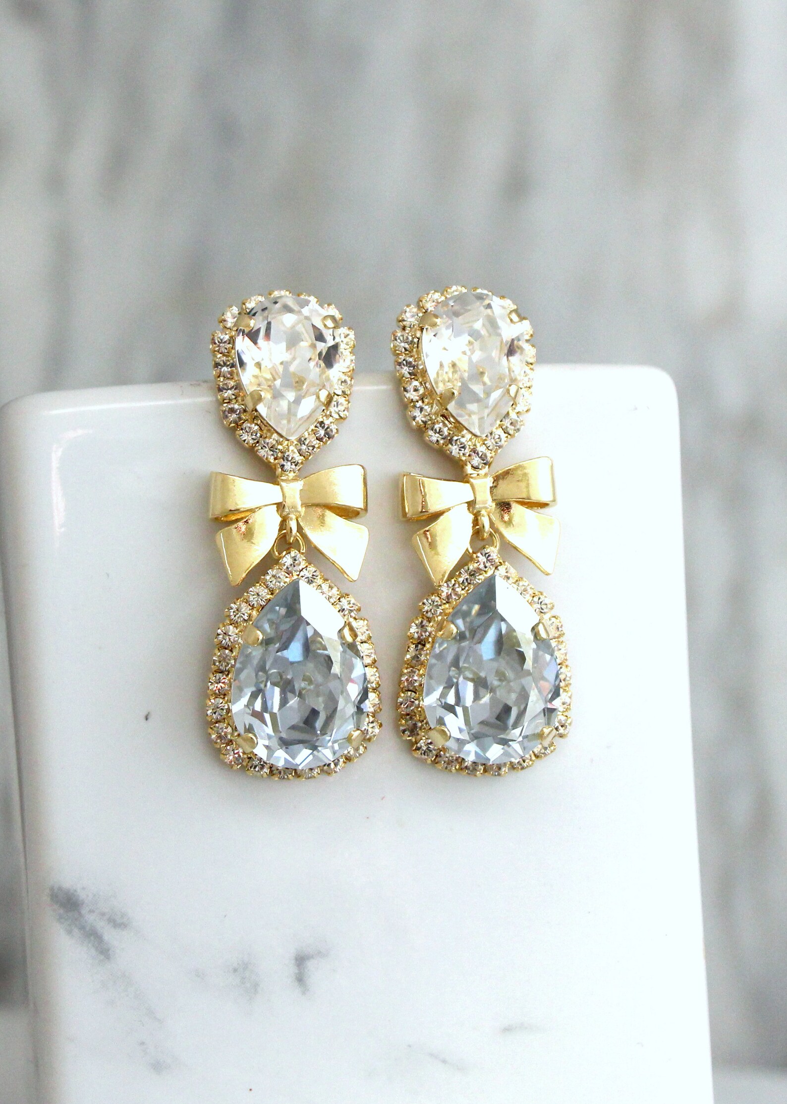 Dusty Blue Earrings Bridal Dusty Blue Earrings Blue Bow Etsy