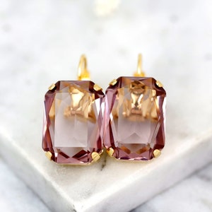 Purple Drop Earrings, Amethyst Crystal Drop Earrings, Bridal Purple Crystal Earrings, Amethyst Purple Crystal Earrings, Purple Earrings
