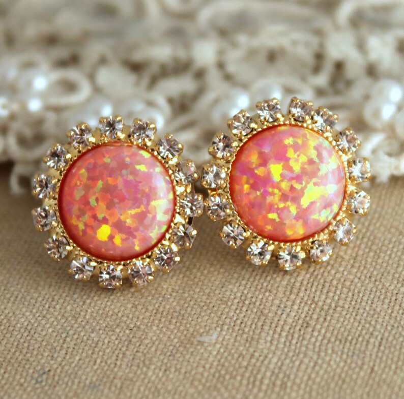 Opal Stud Earrings Opal Studs Fire Opal Earrings Gift for - Etsy