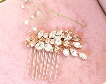 Blush Bridal Hair Comb, Dusty Pink Hair Comb, Blush Pink Hair Accessories, Bridal Hair Accessories, Pink Hair Comb, Bridal Crystal Hair Comb