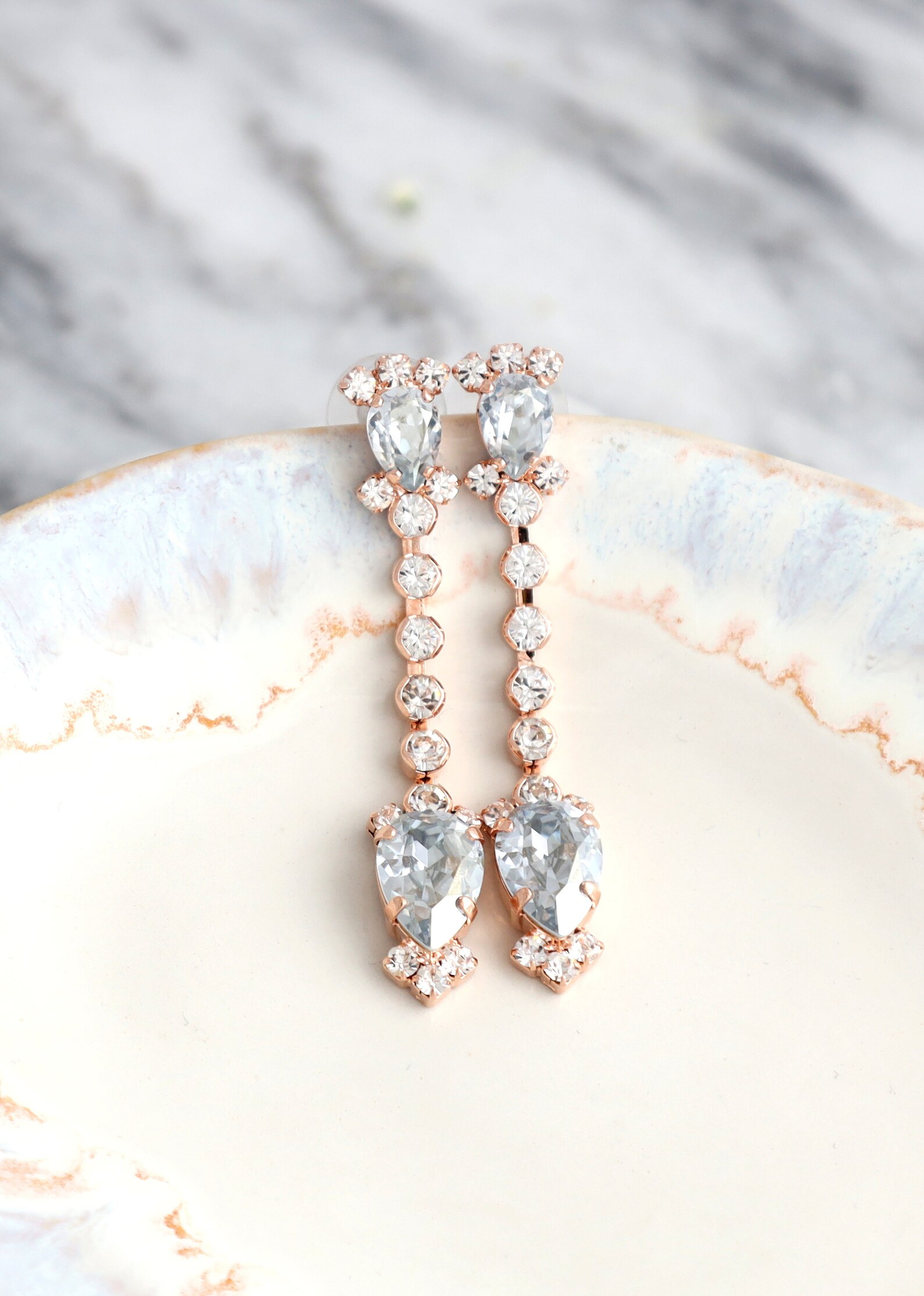 Dusty Blue Earrings Dusty Blue Bridal Drop Earrings Bridal Etsy