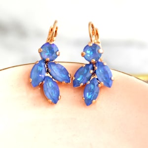 Blue Earrings, Bridal Drop Earrings, Something Blue, Ocean Blue Droplet Earrings, Bridal Crystal Blue Drop Earrings, Bridesmaids Earrings.