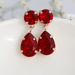 Red Ruby Chandelier Earrings, Red Ruby Crystal Classic Bridal Chandelier Earrings, Garnet Red Bridal Drop Earrings, Red Chandeliers image 8