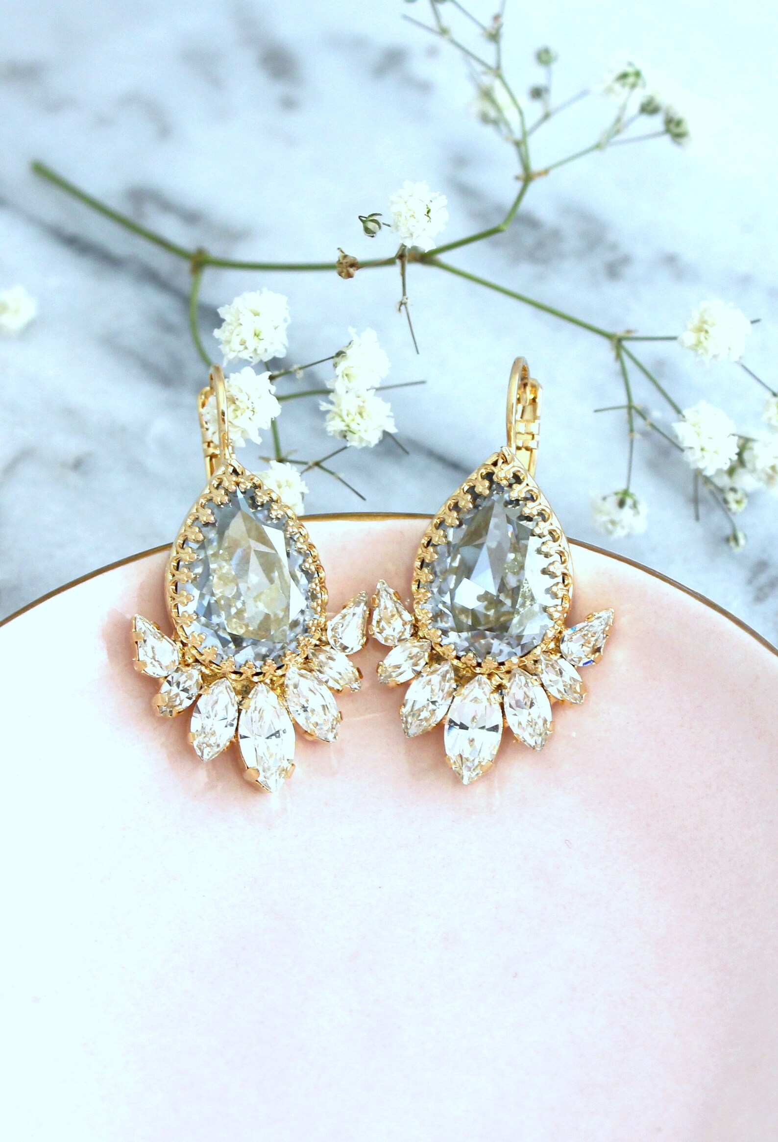 Dusty Blue Earrings Dusty Blue Bridal Earrings Bridesmaids Etsy