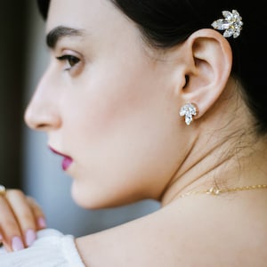 Bridal Clip On Crystal Earrings, Clip On Bridal Crystal Earrings, Bridal Cluster Earrings, Bridesmaids Clip On Earrings, Bridal Earrings image 2