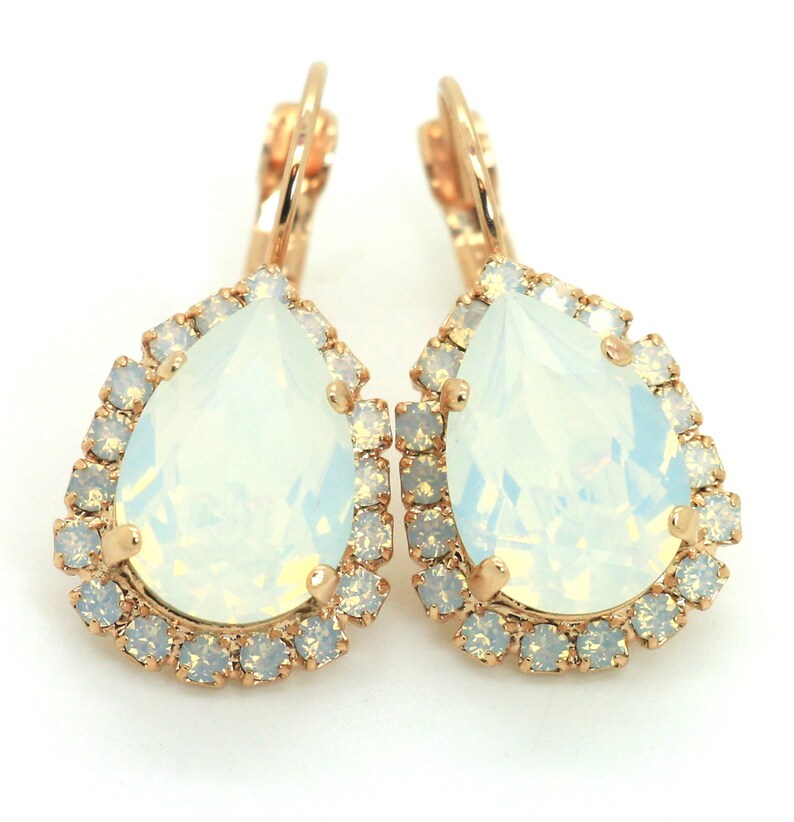 Opal Drop Earrings, Bridal Opal Earrings, White Opal Drop Earrings, Opal Dangle Earrings, Bridal White Opal Earrings, Bridesmaids Earrings image 2