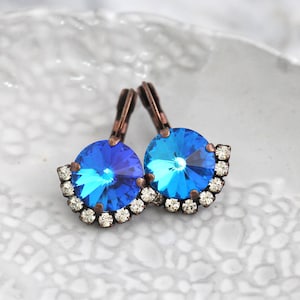 Blue Earrings, Bridal Blue Sapphire Earrings, Dark Blue Earrings, Blue Sapphire Dangle Earrings, Blue Marine Drop Earrings, Gift For Her