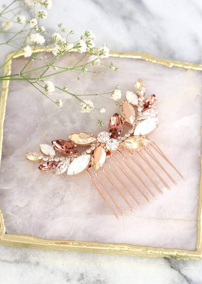 Bridal Hair Comb Blush Pink Crystal Hair Comb Blush Hair Etsy