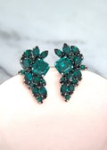 Emerald Crystal Earrings, Bridal Emerald Earrings, Dark Green Cluster Stud Earrings, Emerald Crystal Cluster Earrings, Bridesmaids Gifts