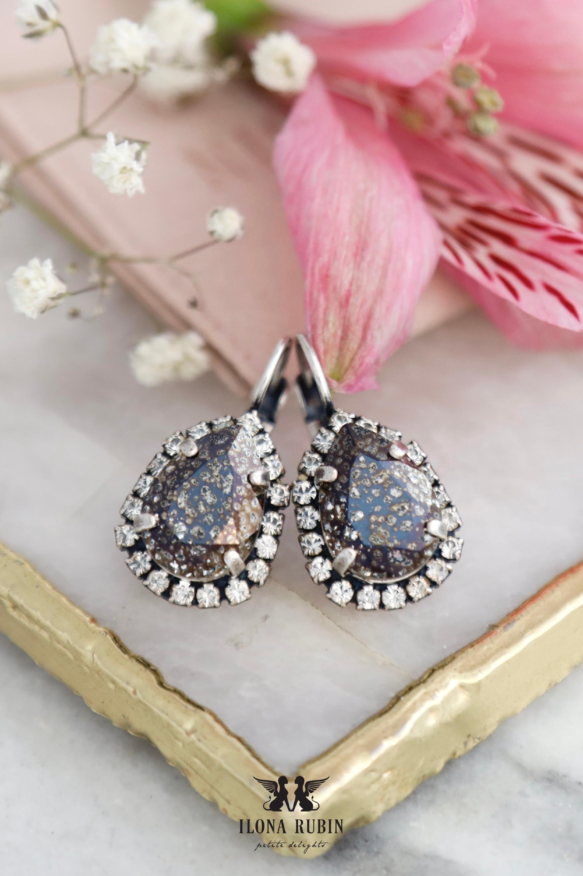 Boucles D'oreilles Clips Argent Avec Cristaux - Vintage - état Impeccable