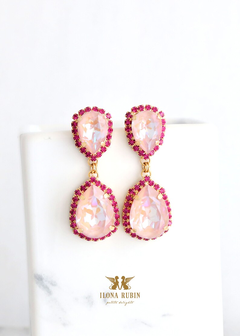 Pink Earrings, Pink Chandelier Earrings, Dusty Pink Chandelier Earrings, Dusty Pink Drop Earrings, Bridal Pink Earrings, Pink Drop Earrings image 3