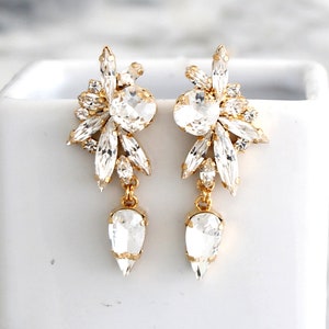 Bridal Crystal Earrings, Chandelier Earrings, Bridal Clear Crystal Drop Earrings, Clear Crystal Dangle Earrings, Gift For Her image 4