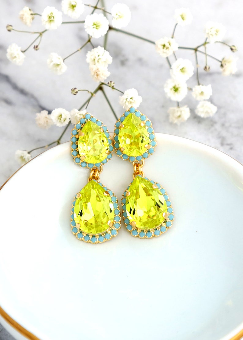 Citrus Green Chandelier Earrings, Lime Green Earrings, Green Turquoise Earrings, Green Chandelier Earrings, Citrus Green LONG Earrings image 7