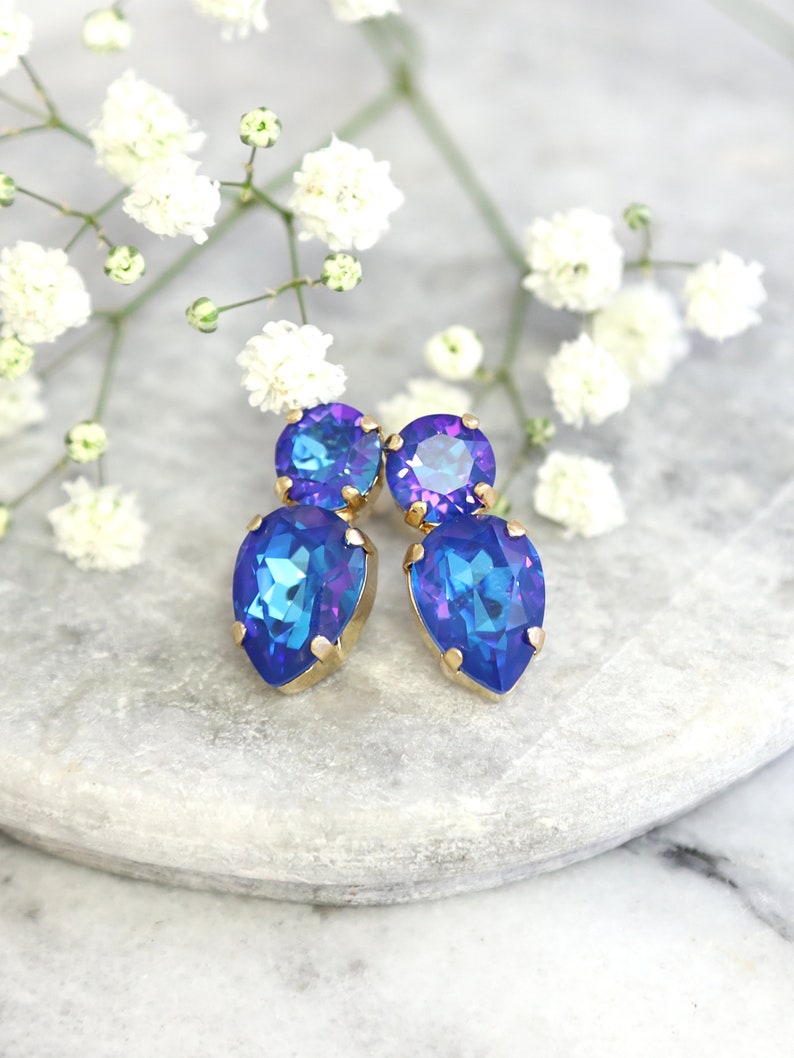 Blue Earrings, Sapphire Blue Earrings, Bridesmaids Earrings, Gift For Her, Blue Crystal Earrings, Bridal Blue Earrings, Royal Blue Earrings image 4