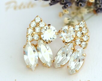 Bridal Classic Stud Earrings, Bridal Crystal Earrings, White Crystal Earrings, Bridesmaids Earrings, Bridal Crystal Stud Earrings