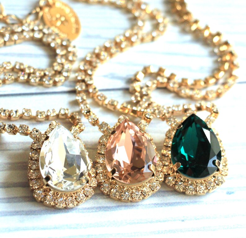 Emerald Necklace Emerald Green Crystal Necklace Emerald Etsy