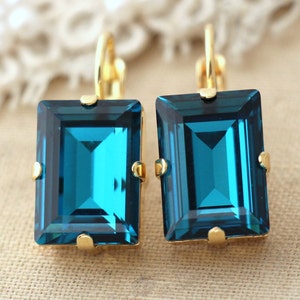 Blue Teal earrings, Blue Teal Peacock Blue earrings, Indicolite Blue Drop Earrings, Gift for her,Blue earrings, Blue teal Crystal Earrings