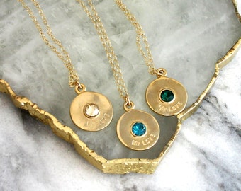 Personalized Birthstone Necklace, Gift For Woman, Christmas Gift For Mom, Gold Coin Necklace, Personalized Gold, Necklace, Give to my Love