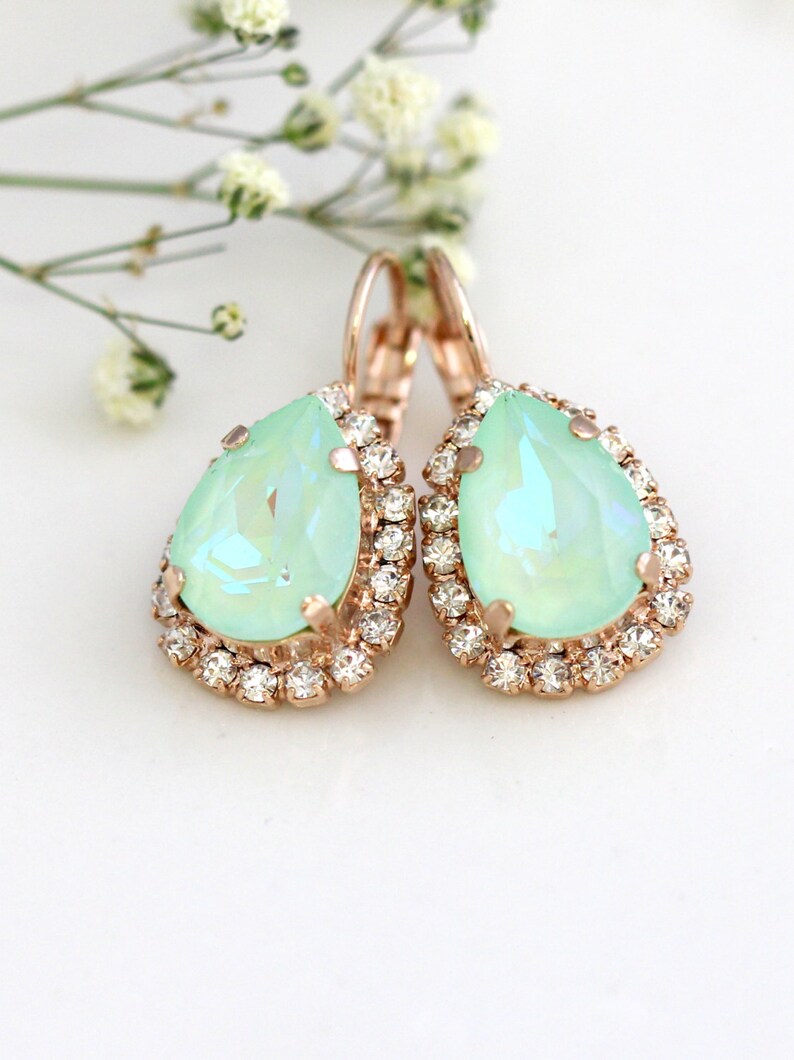 Mint Green Earrings Mint Drop Earrings Bridal Mint Earrings Etsy Israel