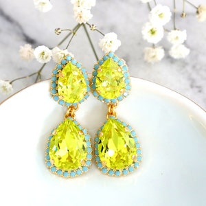 Citrus Green Chandelier Earrings, Lime Green Earrings, Green Turquoise Earrings, Green Chandelier Earrings, Citrus Green LONG Earrings image 8