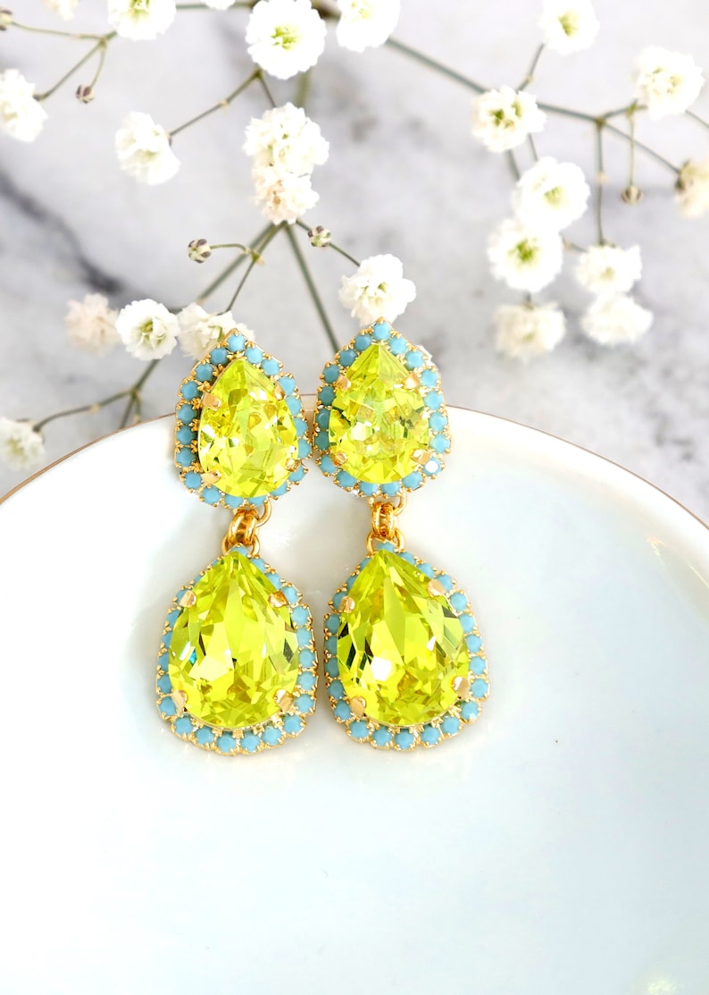 Citrus Green Chandelier Earrings, Lime Green Earrings, Green Turquoise Earrings, Green Chandelier Earrings, Citrus Green LONG Earrings image 8