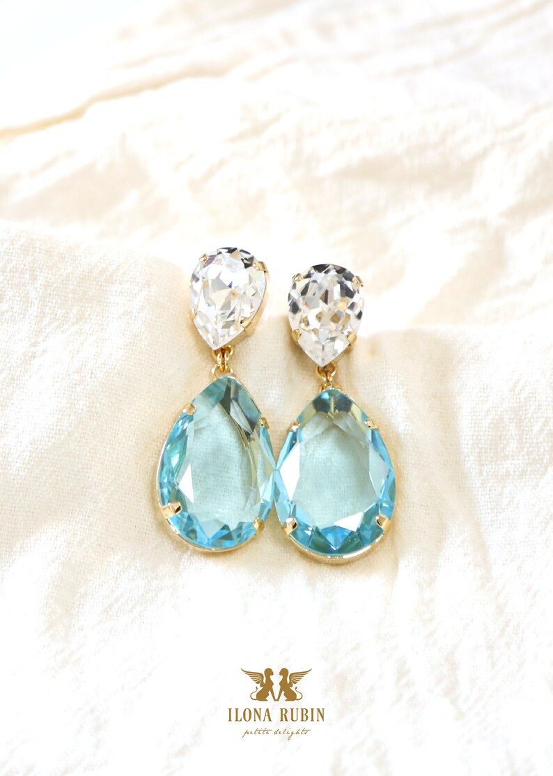 Aquamarine Statement Long Earrings Aquamarine Chandelier Etsy